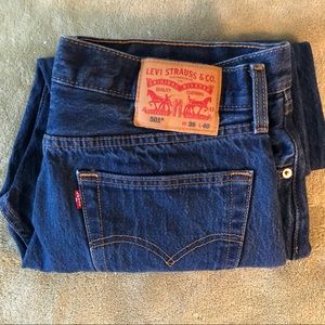 Levi 501 Button Fly Jeans Straight Leg Med. Blue W34 Inseam 35